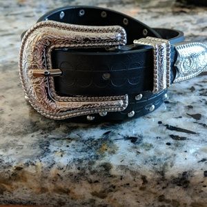 Faux leather studded western belt